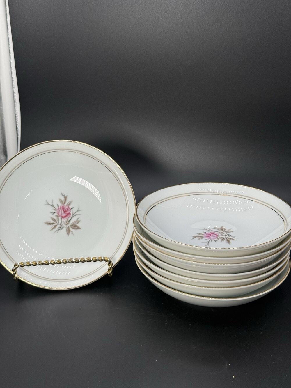 Noritake Daryl 5510 Japan Pink Roses Berry Fruit Sauce Dessert Bowls Set Of 8